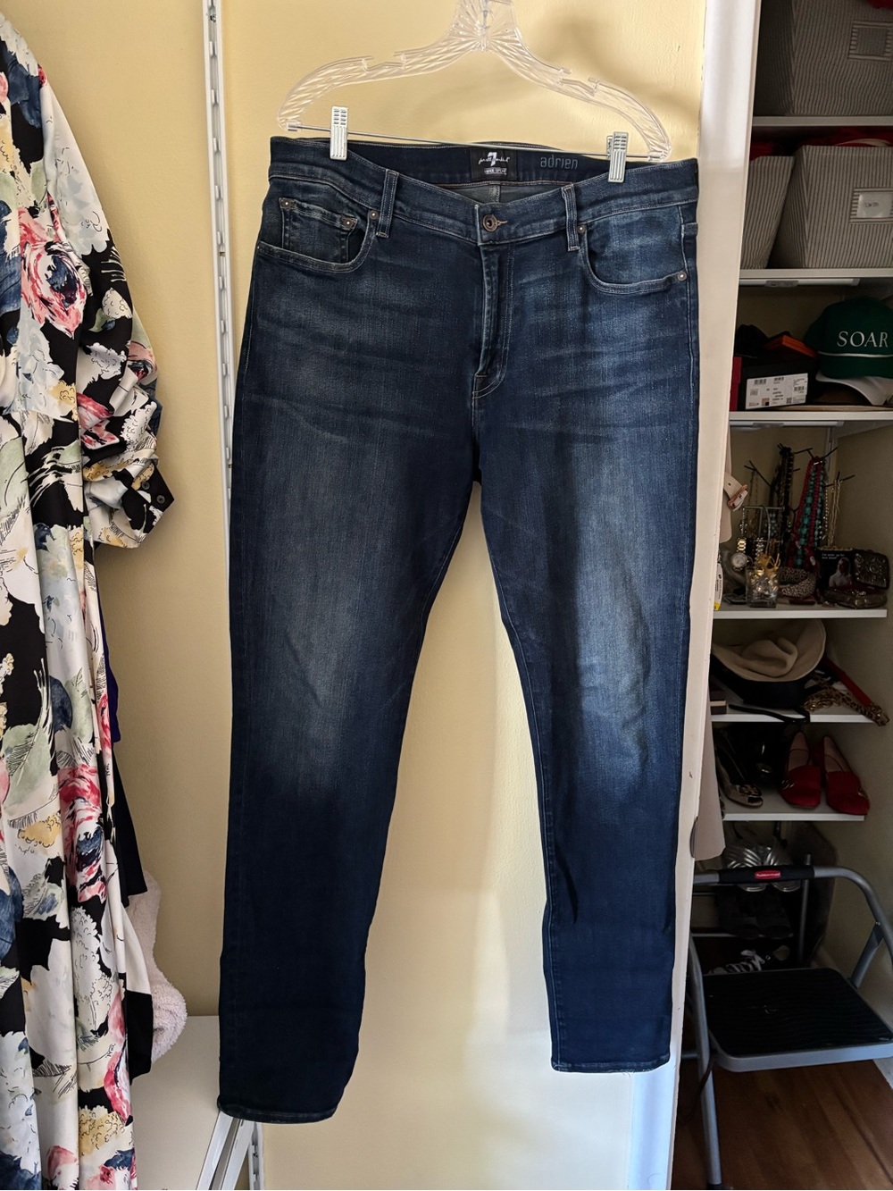 7 For All Mankind Men’s Aiden Dark Blue Slim Straight Jeans